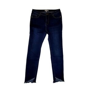 SEE AND BE SEEN Womens Skinny Jeans Dark Wash Frayed Hem Size 6
